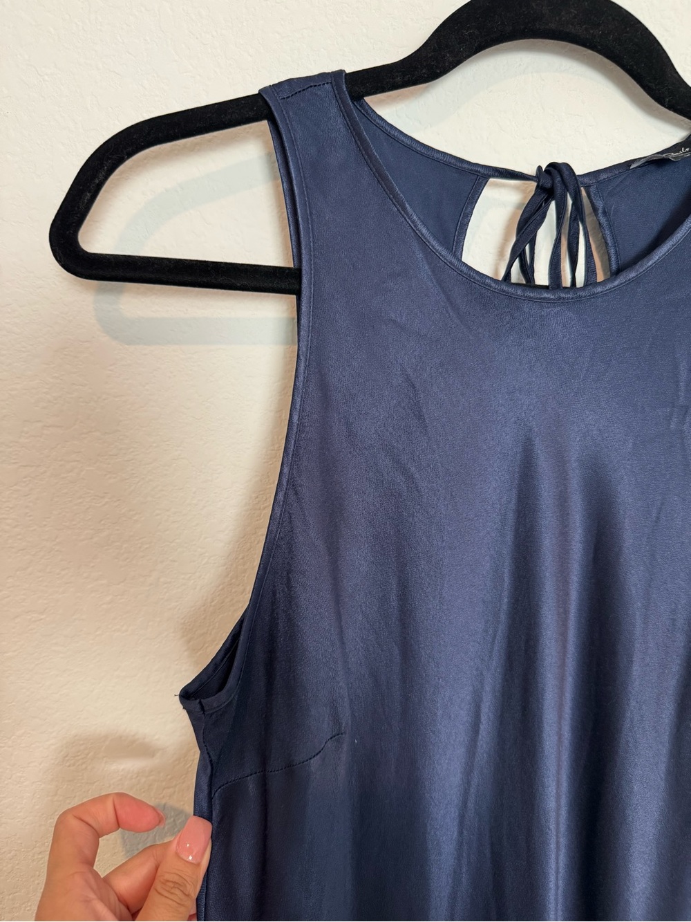 Rails Solene Navy Blue Midi Lightweight Satin Sleeveless Dress - Picture 5 of 12